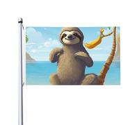 Bandiere con bradipo sulla spiaggia per esterni, 9 x 1,5 m, bandiera stagionale da giardino con occhielli bandiera esterna per decorazioni per la casa sfondo fotografico