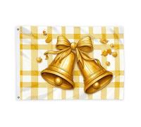 Bandiere con campane per esterni, fiocco natalizio natalizio con agrifoglio, bandiere decorative dorate, striscione per esterni, resistente allo sbiadimento, decorazione per portico anteriore