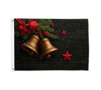 Bandiere con campane per esterni, nastro natalizio con stelle, bandiere rosse di Natale con corda striscione resistente allo sbiadimento, decorazione per portico anteriore, giardino, balcone, casa