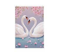 Bandiere con cigni bianchi con albero floreale per esterni, 0,6 x 9,6 m, stampa verticale su entrambi i lati, bandiere da giardino per esterni, striscione per vacanze con occhielli, bandiera per casa