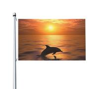 Bandiere con delfino e tramonto per esterni, 9 x 1,5 m, bandiera stagionale da giardino con occhielli bandiera esterna per decorazioni per la casa sfondo fotografico