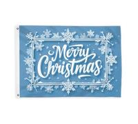 Bandiere con fiocco di neve per esterni, con cornice natalizia con testo natalizio blu, per esterni, con occhielli, decorazione per balcone, terrazza, giardino, ingresso, casa, 0,9 x 1,5 m