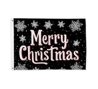 Bandiere con fiocco di neve per esterni, con testo natalizio a pois neri, bandiere decorative per esterni, con occhiello, per portico, giardino, balcone, casa, 0,6 x 0,9 m