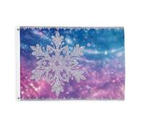 Bandiere con fiocco di neve per esterni, eleganti scintille floreali invernali blu decorative per esterni con occhielli decorazione per terrazza, patio, campeggio, portico anteriore 6 x 0,9 m