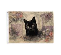 Bandiere con gatto per esterni, gotico vintage, teschio rosa, Halloween nero, striscione decorativo per esterni, con occhiello, decorazione per giardino, ingresso, casa, patio, campeggio, 6 x 0,9 m