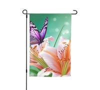 Bandiere con gigli e farfalle per esterni, 30,5 x 45,7 cm, stampa su entrambi i lati, bandiera da giardino per esterni, bandiera per vacanze con occhielli, bandiera per casa e cortile, per fattoria