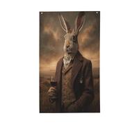 Bandiere con lepre che indossa un abito vittoriano in tweed per la casa, 9 x 1,5 m, striscione di auguri con occhielli, decorazioni per interni ed esterni, feste per la casa