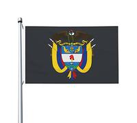 Bandiere con lo stemma della Colombia per esterni, 3x5 piedi, bandiera in poliestere resistente bifacciale per casa, cortile, festival, decorazioni da giardino, bandiere di benvenuto