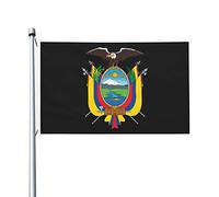Bandiere con lo stemma dell'Ecuador per esterni, 3x5 piedi, bandiera in poliestere resistente bifacciale per casa, cortile, festival, decorazioni da giardino, bandiere di benvenuto