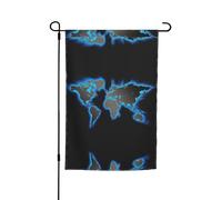 Bandiere con mappa del mondo da giardino, 30,5 x 45,7 cm, double face, decorazione stagionale per la casa e per tutte le stagioni