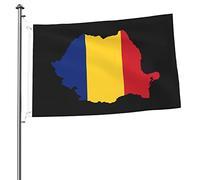 Bandiere con mappa del territorio della Romania per esterni, 2x3 piedi, bandiera bifacciale resistente per casa, cortile, festival, decorazioni da giardino, bandiera di benvenuto
