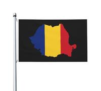 Bandiere con mappa del territorio della Romania per esterni, 3x5 piedi, bandiera in poliestere resistente bifacciale per casa, cortile, festival, decorazioni da giardino, bandiere di benvenuto