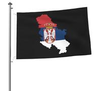 Bandiere con mappa del territorio della Serbia per esterni, 2x3 piedi, bandiera bifacciale resistente per casa, cortile, festival, decorazioni da giardino, bandiera di benvenuto
