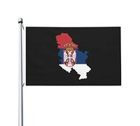 Bandiere con mappa del territorio della Serbia per esterni, 3x5 piedi, bandiera in poliestere resistente bifacciale per casa, cortile, festival, decorazioni da giardino, bandiere di benvenuto