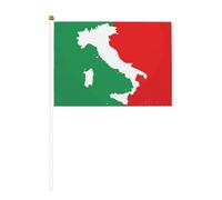 Bandiere con mappa dell'Italia su sfondo verde e rosso, confezione da 6 e 10 bandierine da sventolare, palmari, per sfilate, feste, bar, compleanni