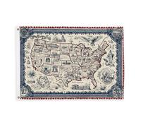 Bandiere con mappa per esterni, vintage, simboli dello stato dell'aquila, nessuna bandiera blu navy, con corda striscione resistente allo sbiadimento, decorazione per balcone, terrazza, giardino