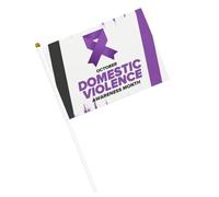 Bandiere con nastro viola per il mese di sensibilizzazione sulla violenza domestica, piccole bandiere portatili con asta per decorazioni per feste