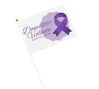 Bandiere con nastro viola per il mese di sensibilizzazione sulla violenza domestica, piccole bandiere portatili con asta per decorazioni per feste