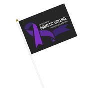 Bandiere con nastro viola per il mese di sensibilizzazione sulla violenza domestica, piccole bandiere portatili con asta per decorazioni per feste