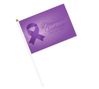 Bandiere con nastro viola per il mese di sensibilizzazione sulla violenza domestica, piccole bandiere portatili con asta per decorazioni per feste