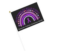 Bandiere con nastro viola per il mese di sensibilizzazione sulla violenza domestica, piccole bandiere portatili con asta per decorazioni per feste