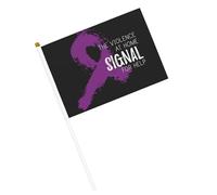 Bandiere con nastro viola per il mese di sensibilizzazione sulla violenza domestica, piccole bandiere portatili con asta per decorazioni per feste