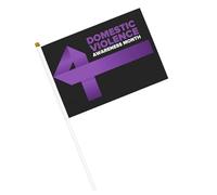 Bandiere con nastro viola per il mese di sensibilizzazione sulla violenza domestica, piccole bandiere portatili con asta per decorazioni per feste