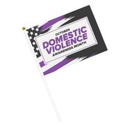 Bandiere con nastro viola per il mese di sensibilizzazione sulla violenza domestica, piccole bandiere portatili con asta per decorazioni per feste