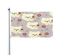 Bandiere con orsetti che tengono fiori, senza soluzione di continuità, per esterni, 3x5 piedi, in poliestere resistente, bifacciali, per decorazioni da giardino, per casa, cortile, festival, bandiere