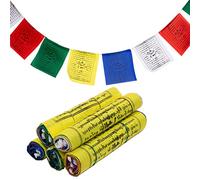 Bandiere con preghiere tibetane, realizzate a mano in Nepal, con cavallo del vento, 5 rotoli