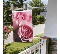 Bandiere con rose, 6 x 0,9 m, per interni ed esterni, primavera, estate, autunno, inverno, da giardino, con occhiello, verticale, su entrambi i lati, per decorazioni da cortile