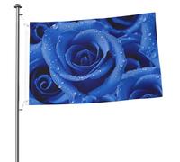 Bandiere con rose blu per esterni, 6 x 0,9 m, bandiera da giardino stagionale su entrambi i lati, bandiera per vacanze con occhielli bandiera esterna per decorazioni per la casa sfondo fotografico
