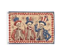 Bandiere con scheletro per esterni, cappello vintage di Halloween, fuochi d'artificio Halloween rosso bandiere decorative per esterni con occhiello decorazione per balcone, terrazza, giardino