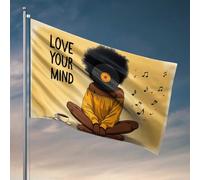Bandiere con scritta "Beer Decor Mindfulness and Music: A Peaceful Journey Flag Flags for your room Gamers Accessories" (152 x 244 cm)