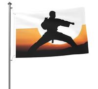 Bandiere con silhouette di karate per esterni, 0,6 x 0,9 m, bandiera stagionale da giardino con occhielli bandiera esterna per decorazioni per la casa sfondo fotografico