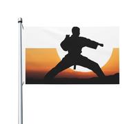Bandiere con silhouette di karate per esterni, 9 x 1,5 m, bandiera stagionale da giardino con occhielli bandiera esterna per decorazioni per la casa sfondo fotografico