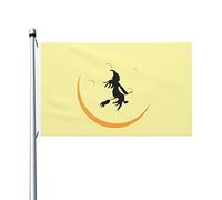 Bandiere con silhouette di strega nel cielo notturno di Halloween al buio per esterni, 3x5, bandiera bifacciale, striscione per esterni con 2 occhielli in ottone, bandiera per casa, decorazione per co