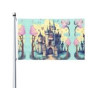 Bandiere con stampa castello delle fiabe, 9 x 1,5 m, a prova di scolorimento, per interni/esterni, con occhielli in metallo, per la decorazione della casa e delle vacanze