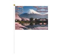 Bandiere con stampa del Monte Fuji in early spring, 14 x 20,8 cm, confezione da 10