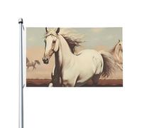 Bandiere con stampa di cavallo bianco rampante da 1,5 m, a prova di scolorimento, per interni/esterni, con occhielli in metallo, per la decorazione della casa e delle vacanze