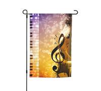 Bandiere con stampa di note musicali da giardino, pianoforte, violino, 30,5 x 45,7 cm, double face, decorazione stagionale per la casa e per tutte le stagioni
