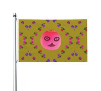 Bandiere con stampa di pesche con faccina divertente da 1,5 m, a prova di scolorimento, per interni/esterni, con occhielli in metallo, per decorare la casa e le vacanze