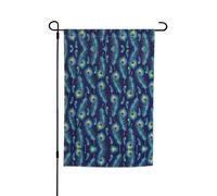 Bandiere con stampa di piume di pavone da giardino, 30,5 x 45,7 cm, su entrambi i lati, decorazione stagionale per la casa all'aperto e per tutte le stagioni