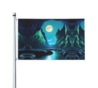 Bandiere con stampa grotta e luna d'acqua, 9 x 1,5 m, a prova di scolorimento, per interni/esterni, con occhielli in metallo, per decorare la casa e le vacanze