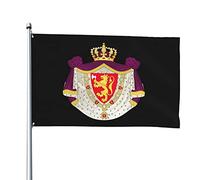 Bandiere con stemma reale maggiore della Norvegia, bandiere decorative per esterni 3x5ft Bandiere in 100% poliestere Bandiere esterne per tutte le condizioni atmosferiche, il colore è brillante e fac