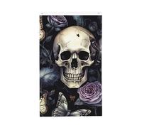 Bandiere con teschio e fiori, 9 x 1,5 m, con scheletro e farfalla, bandiera da giardino su entrambi i lati, per casa, cortile, esterno, interno, festa decorativa