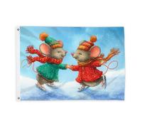 Bandiere con topi per esterni, sciarpe invernali giocose cappelli invernali rosse bandiere decorative per esterni con occhiello decorazione per terrazza, patio, campeggio, portico anteriore 6 x 0,9 m