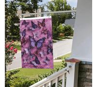 Bandiere con tutte le farfalle su sfondo viola, 0,6 x 0,9 m, per interni ed esterni, primavera, estate, autunno, inverno, da giardino, con occhiello, verticale, double face, bandiere per feste per