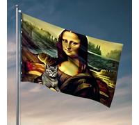 Bandiere Country Boy di Leonardo'S Monna Lisa con un compagno felino bandiera adolescente decorazione per la stanza dei ragazzi (30 x 45 cm)
