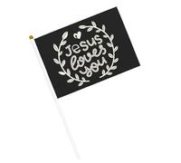 Bandiere cristiane di Gesù Yeshua, piccole bandiere portatili con asta per decorazioni per feste